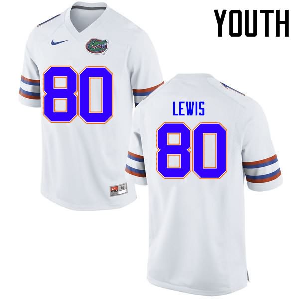 NCAA Florida Gators Cyontai Lewis Youth #80 Nike White Stitched Authentic College Football Jersey PJW6664IS